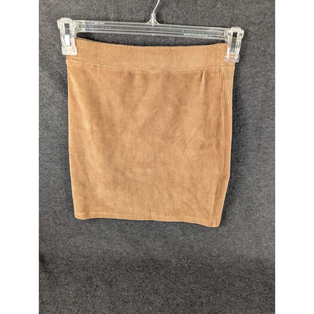 Forever 21 Womens Camel Tan Corduroy Mini Skirt Elastic Waist Size S New